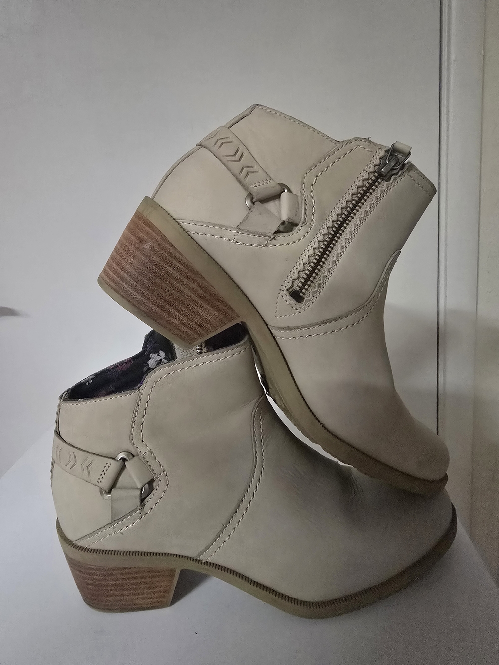 Teva Cream Ankle Booties with Side Zip